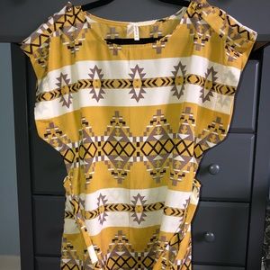 Gold blouse with waist tie